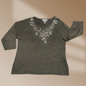 Cathy Daniels Super Sparkle Bead & Sequin Embellished Top Women's Size 2X